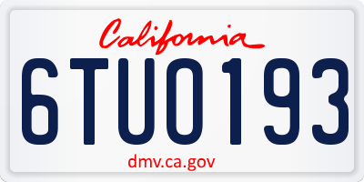 CA license plate 6TUO193
