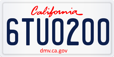 CA license plate 6TUO200