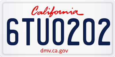 CA license plate 6TUO202