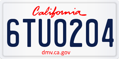 CA license plate 6TUO204