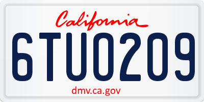 CA license plate 6TUO209
