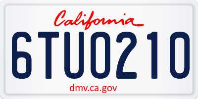CA license plate 6TUO210