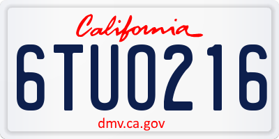 CA license plate 6TUO216