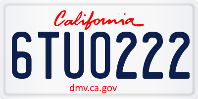 CA license plate 6TUO222