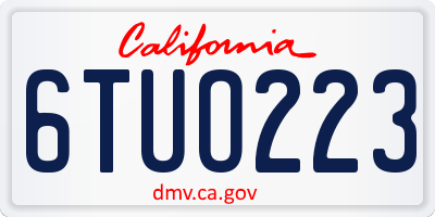 CA license plate 6TUO223