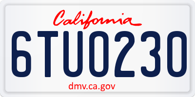 CA license plate 6TUO230