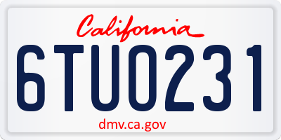 CA license plate 6TUO231