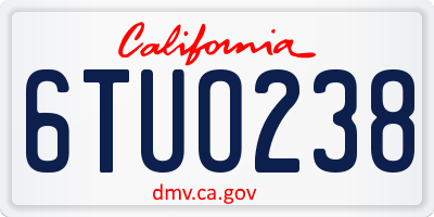 CA license plate 6TUO238