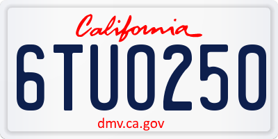 CA license plate 6TUO250