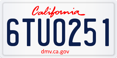 CA license plate 6TUO251