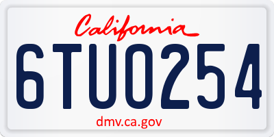 CA license plate 6TUO254