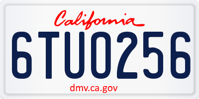 CA license plate 6TUO256