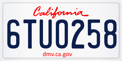 CA license plate 6TUO258