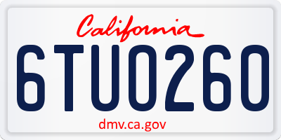 CA license plate 6TUO260