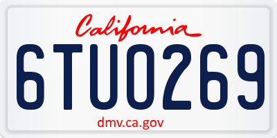 CA license plate 6TUO269