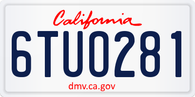 CA license plate 6TUO281