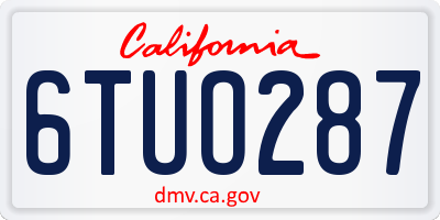 CA license plate 6TUO287