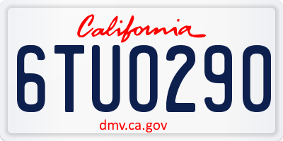 CA license plate 6TUO290
