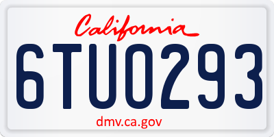 CA license plate 6TUO293