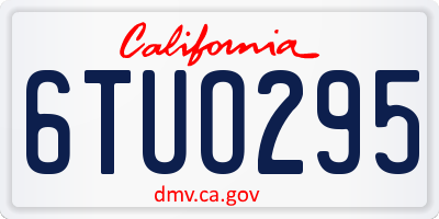 CA license plate 6TUO295