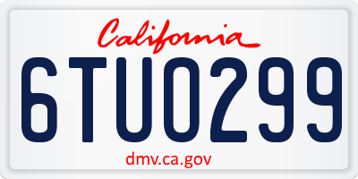 CA license plate 6TUO299