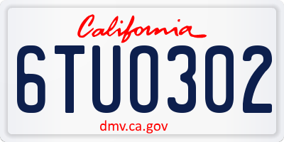 CA license plate 6TUO302