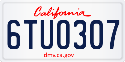 CA license plate 6TUO307