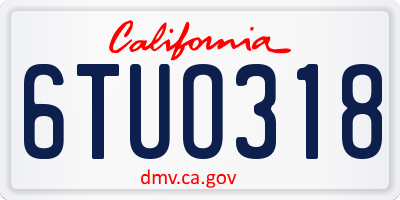 CA license plate 6TUO318