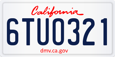 CA license plate 6TUO321