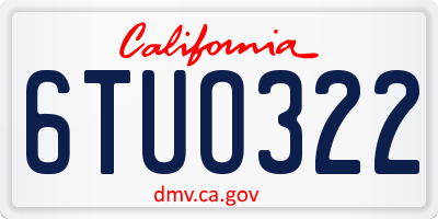 CA license plate 6TUO322