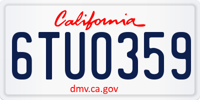 CA license plate 6TUO359