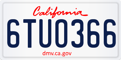 CA license plate 6TUO366