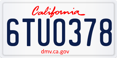 CA license plate 6TUO378