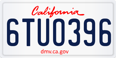 CA license plate 6TUO396