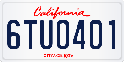 CA license plate 6TUO401