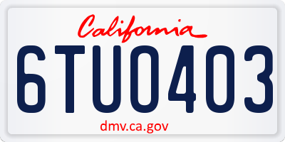 CA license plate 6TUO403