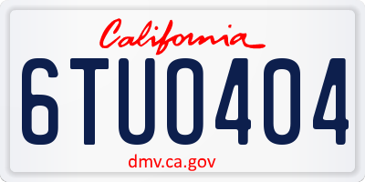 CA license plate 6TUO404