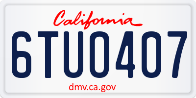 CA license plate 6TUO407