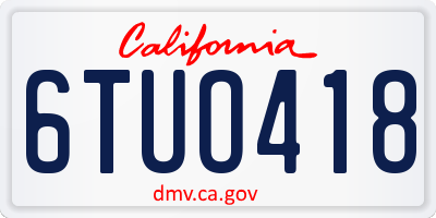 CA license plate 6TUO418