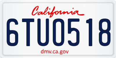 CA license plate 6TUO518