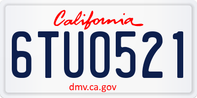 CA license plate 6TUO521