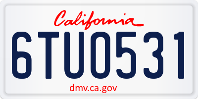CA license plate 6TUO531