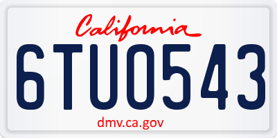 CA license plate 6TUO543