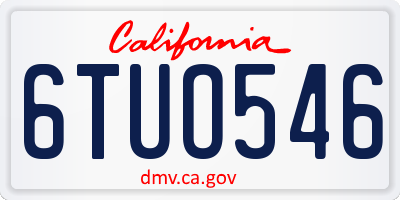 CA license plate 6TUO546