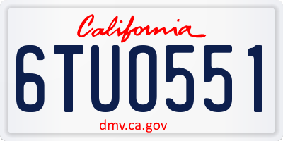 CA license plate 6TUO551