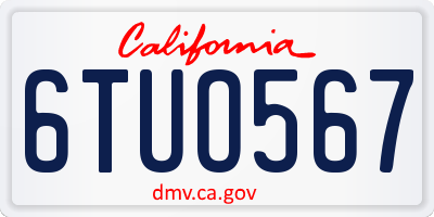 CA license plate 6TUO567