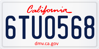 CA license plate 6TUO568