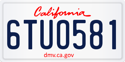 CA license plate 6TUO581