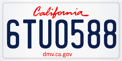 CA license plate 6TUO588