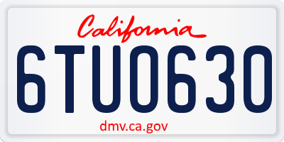CA license plate 6TUO630